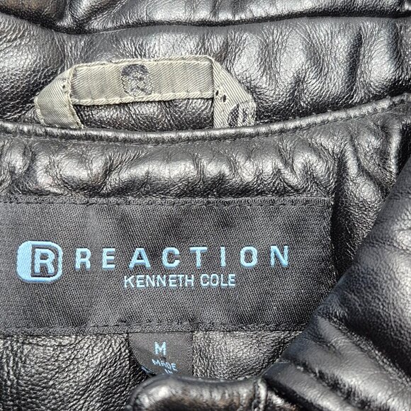 Kenneth Cole Reaction Black Quilted Leather Jacket Button Up Women's Size Medium - Picture 7 of 14
